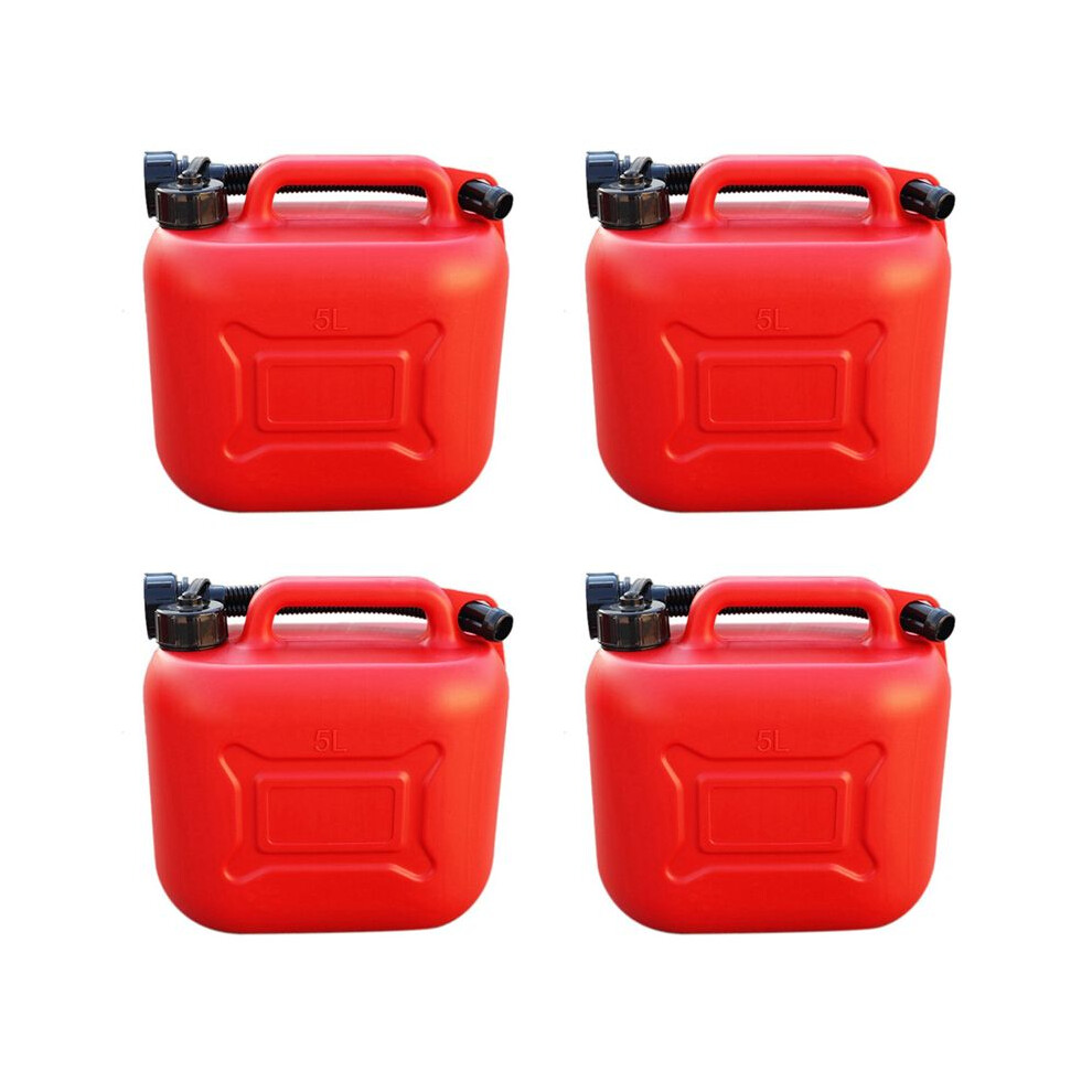 Photos - Petrol Can / Funnel 4X 5L Car Fuel Tank Can Spare Plastic Petrol Gas Container Anti-Static Fuel Carrier with Pipe for Car Travel