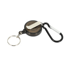 Lot 3 Badge Holder Winder Holder Keychain Retractable Carabiner Belt Clip ID Card Card Holder-Black