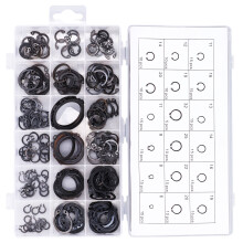 225pcs C Clip Snap Ring Kit Rubber Alloy Steel 6-32mm Black