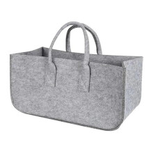 Firewood Storage Basket Large Capacity Felt Foldable Grey Log Holder Tote for Home Use