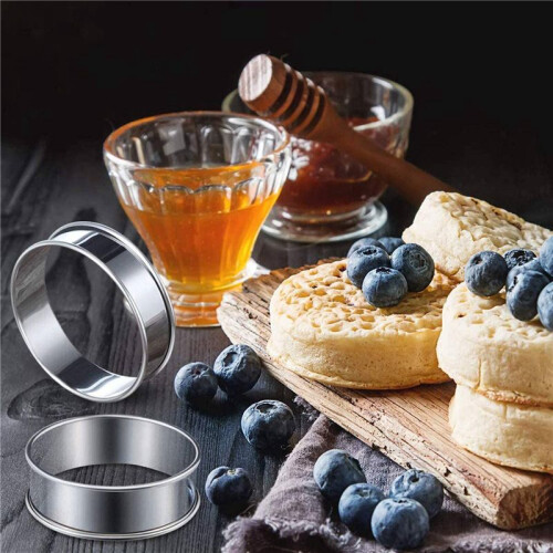 60 Pack 4 Polegadas Double Rolled English Muffin Rings, AçO InoxidáVel Crumpet Rings, Tart Rings, Round 2