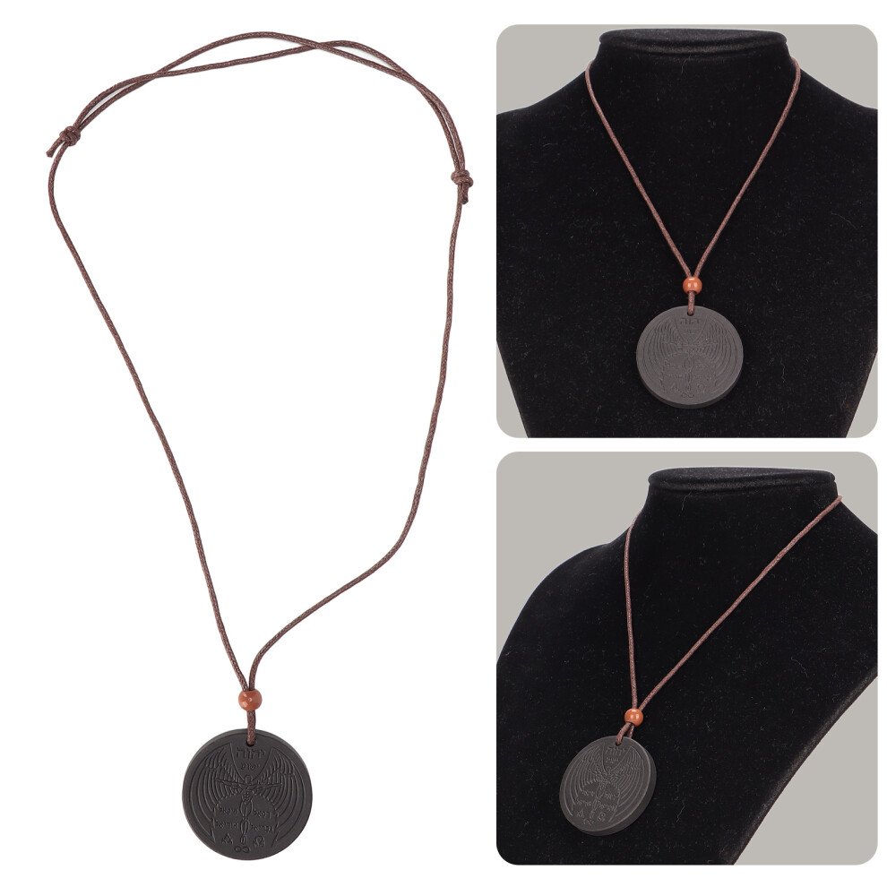 Volcanic Stone Pendant Necklace Adjustable Rope Energy Health Care(4.3cm)