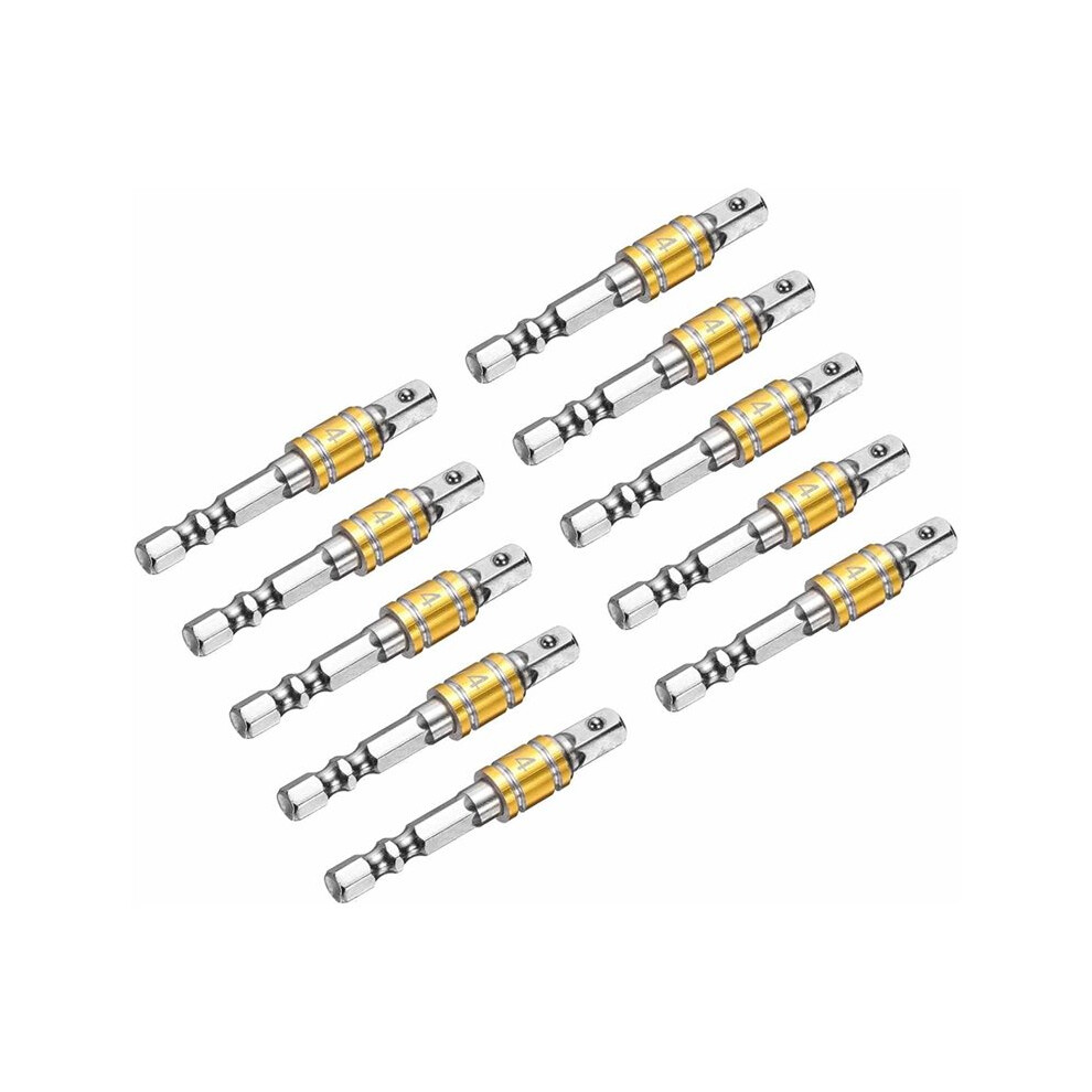 10Pcs Impact Driver Socket Adapter Set For Power Drills, Silver-Yellow 4713494884754