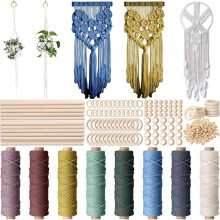 Kit de Macramé 268 Pièces pour Adultes Débutants : Matériel de Tissage avec Corde de Macramé pour la Création de Suspensions pour Plantes et