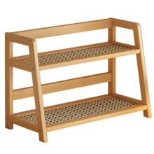 Wooden Storage Shelf for Kitchen Rattan Desktop Organizer Display Rack Spice Rack for Countertop Makeup Organizer