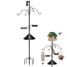 Adjustable 92 Inch Bird Feeder Pole with Sliding Squirrel Baffle and FiveClaw Base for Backyard