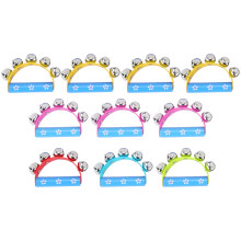10Pcs Vivid Color Jingle Bells Sleigh Bells Instrument Wooden Handle For Baby Kids Children Musical Toys
