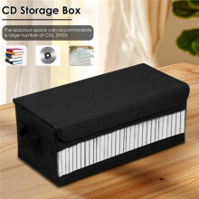 2 Pcs CD Storage Bag Nonwoven Large Capacity Disc Organizer with Lid and Handle Portable Transparent CD Case Holder