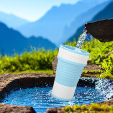 750 ml Tragbare Silikon-Kaffeetasse zum Zusammenklappen für Reisen & Outdoor Blau