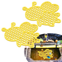 2Pack Floating Bee Watering Station with AntiDrowning Honeycomb Platform for Garden Decor Yellow