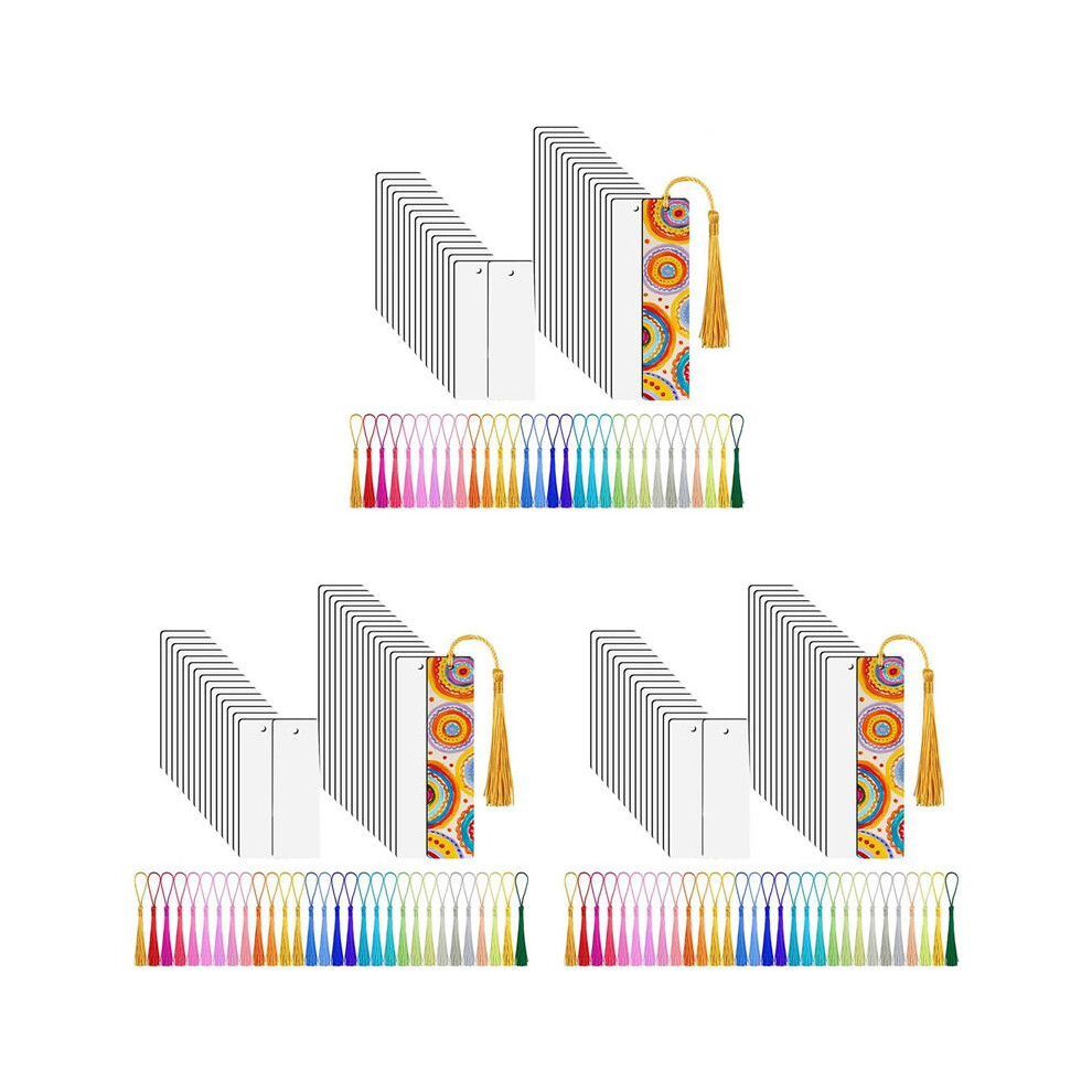 90 Pcs Sublimation Blanks Bookmark, Sublimation Blanks With 90 Pcs Colorful Tassels For Diy Bookmarks Crafts Projects 6032128335362