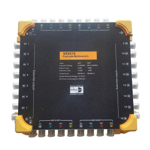 9-Input 16-Output Satellite Multi- Digital Satellite Receiver Diseqc 2.0 9-Input Cascade 950-2150MHz EU PLUG