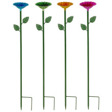 Bee and Butterfly Watering Station, Colorful Flower Design Metal Cups, Adjustable Garden Feeder Stake