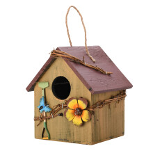 Wooden Bird House for Garden, Outdoor Hanging Nest Box, Wall Mounted Rustic Design 20.5x13.5x15cm
