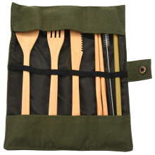 Green Wooden Outdoor Travel Portable Cutlery Set Student Environmental Protection Japanese Style Wind Wooden Cutlery Set