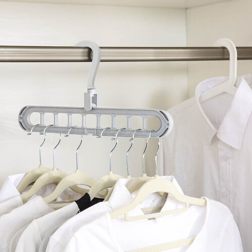 Multi-Port Support Circle Clothes Hanger Clothes Drying Rack Multifunction Plastic Hangers Storage Racks Gray 2