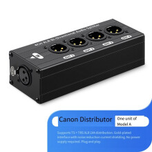 Répartiteur Audio Symétrique XLR 1x4 : 1 Entrée, 4 Sorties. Boîtier de Répartition Du Signal Audio. Alimentation Non Requise. Distribution Audio.