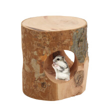 Wooden Hamster Hideout Tree Trunk with 3 Holes – Applewood Climbing Tunnel