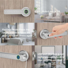 2X  Door Lock Keyless Entry Serratura Tastiera Serratura con Maniglia, Serratura per Impronte Digitali con Controllo WiFi Tuya APP