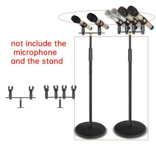 4 in 1 Microphone Clip Stereo T-Bar Thread Adapter Bar Mount Stand Tripod Floor Stand for Interview Speech Chorus Studio 2
