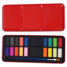 Travel Watercolor Paint Set with Solid Pigments and Brush Kit
