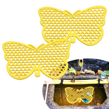 2Pack Plastic Floating Bee Watering Station, 20x15cm Bee and Butterfly Drinking Platform Yellow