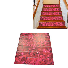 6PCS 100x18cm 3D Waterproof Rose Flower Stair Stickers for Decor