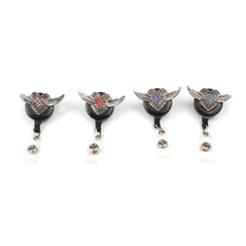 2Pcs Black Decorative Rhinestone Badge Reel Clips for Home Use 2
