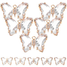 10Pcs White Crystal Butterfly Charms Alloy DIY Jewelry Pendants