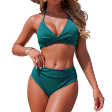Women Bikini Set High Waisted Two Piece-malachite green XL