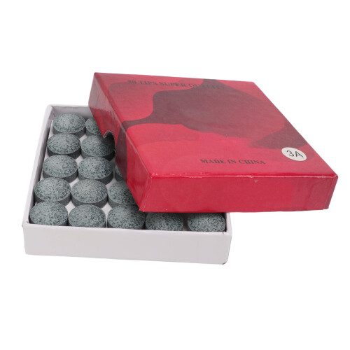 50pcs 14mm Grey Leather Cue Tips, Neutral Hard, Billiard Replacement