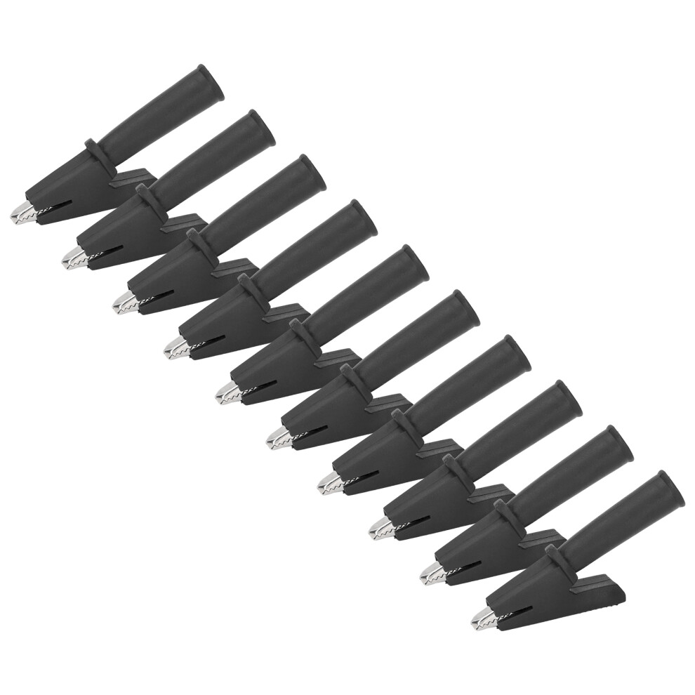 10Pcs Brass Pvc Test Lead Crocodile Clips 4Mm Black For Electronics 8411390418535