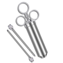 Stainless Steel Meat Injector Syringe with 2 Needles for Deep Flavor BBQ and Turkey Brining