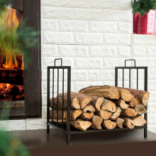 Metal Firewood Rack with Handles, Large Capacity WeatherResistant Log Holder for Indoor Outdoor
