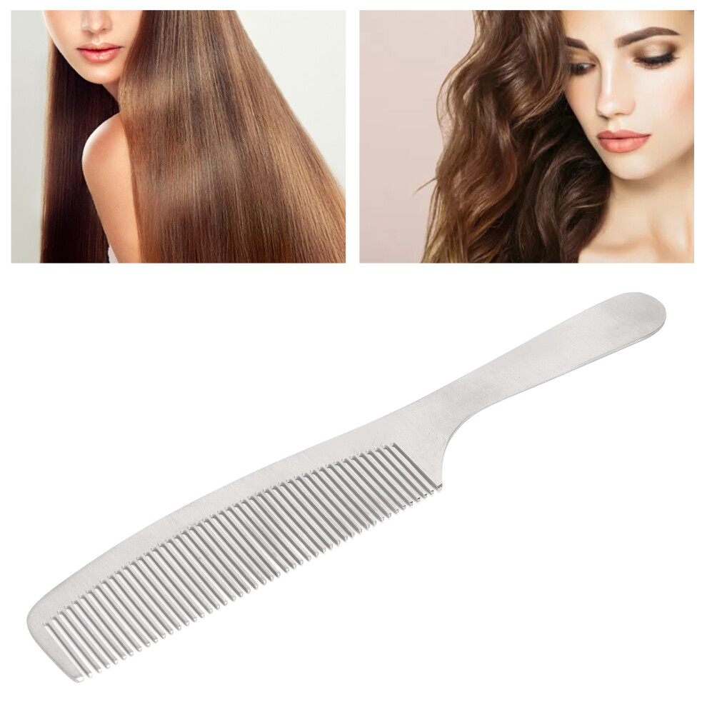 Stainless Steel Hairdressing Comb with Fine Teeth & PU Leather Cover