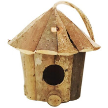 Vintage Wooden Bird House Rustic Hanging Nest Box 16cm for Garden Indoor Outdoor Decoration