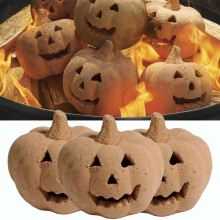 3 Pack Halloween Fire Pit Pumpkins Fireproof Reusable Stones for Bonfire and Outdoor Decor