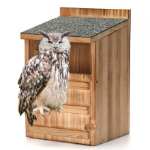 Cedar Barn Owl Nesting Box Kit Durable WeatherResistant Owl House with Shavings for Outdoors