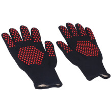 Hitzebeständige Handschuhe 25cm Silikon Polyester BBQ-Backofen-Mikrowellen-Handschuhe