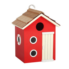 DIY Wooden Birdhouse Kit 3 Pack for Garden, Hanging Rope, Attracts Small Birds, White Red Blue