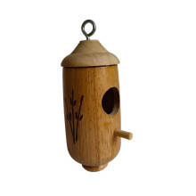 Wooden Hummingbird House for Outdoor Hanging, Rustic Swing Nest Attracts Small Birds for Garden Decor