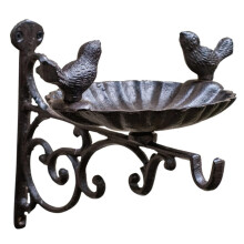 Wall Mounted Bird Feeder with Bath Tray, Durable Iron Dual Function Outdoor Decorative Station