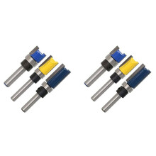 6Pcs 1/4 Inch Shank Flush Trim Router Bits Pattern Template Router Bit Set Woodworking Top Bearing Milling Tools