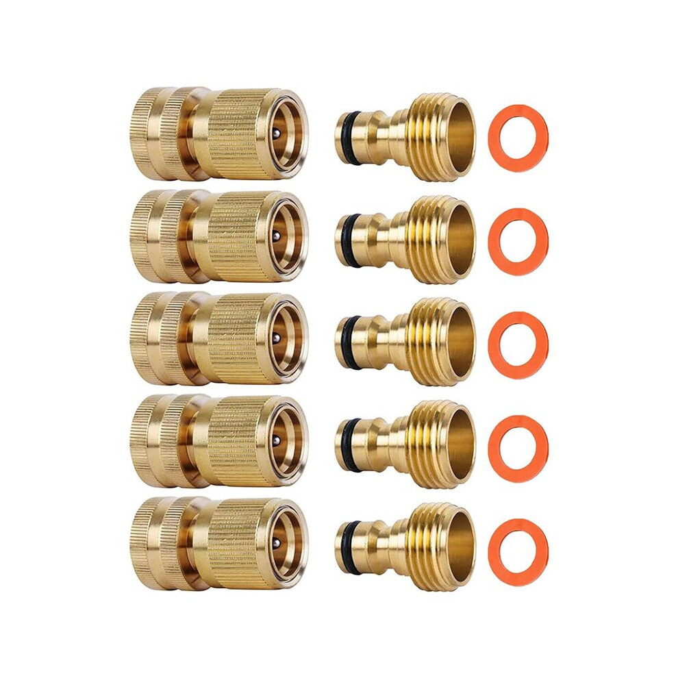 5-Piece Set Of Garden Hose Brass Quick Connectors Ght Threaded Connection Accessories Water Pipe Leak-Free Connectors 4712682633655