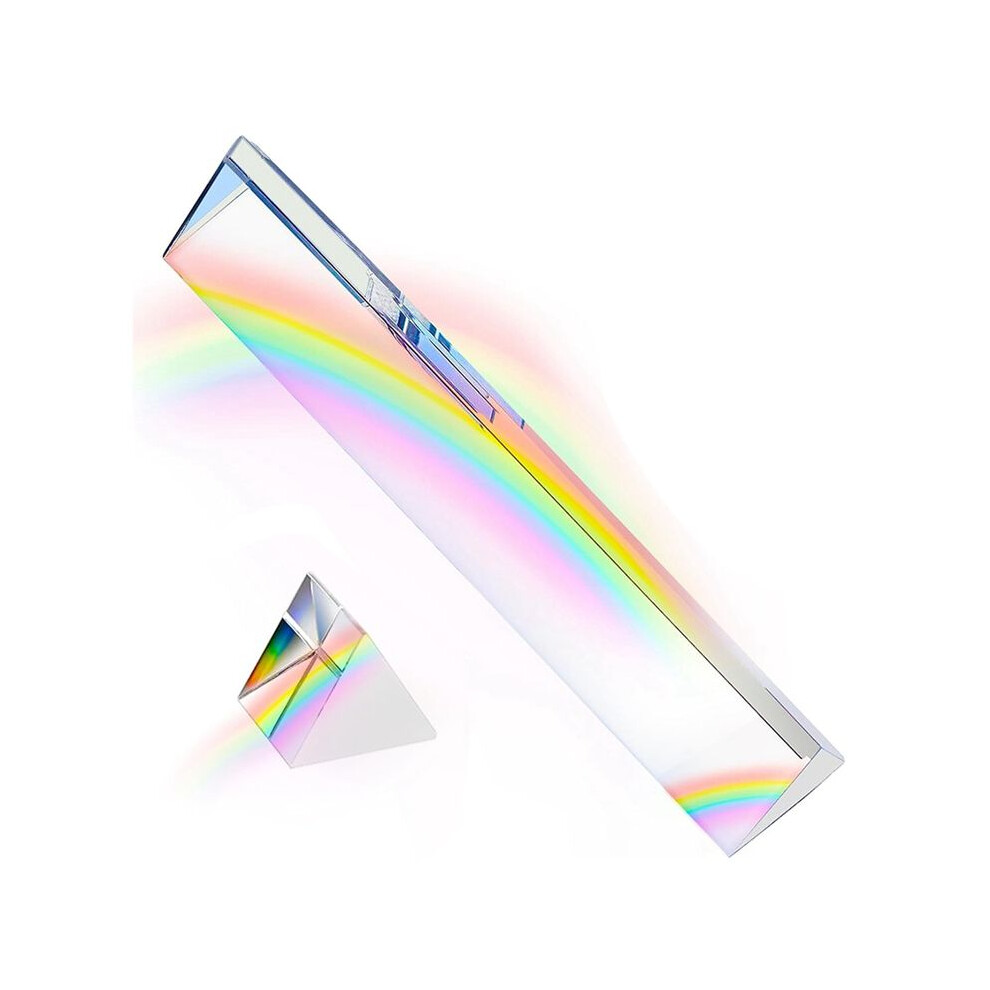 2Pcs Clear Triangular Prism,6&1In Lengths Optical Prisms For Teaching Spectrum Physics And Photo Photography Prism Light 6034124911113