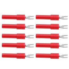 10 Stück 4mm U-förmige Kabelverbinder zum Testen und für elektrische Reparaturen, Rot