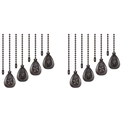 Ceiling Fan Pull Chains,8Pcs Bronze Extension Fan, Lamp Pull Chain Decorative Extender Ornament Fan Chain Connector