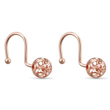 Anneaux de Crochets de Rideau de Douche En Ou Rose, Ensemble de 24 Crochets de Rideau de Douche Décoratifs, Anneaux de Douche En Métal Antirouille