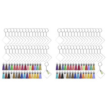 240 Pcs Square Acrylic Keychain Blanks Tassels Set Including Acrylic Blanks Silver