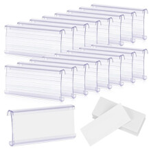 100 Pcs Wire Shelf Label Holders with 100 Paper Inserts,Wire Label Holder Plastic Shelf Tags Compatble 1-1/4Inch Shelves